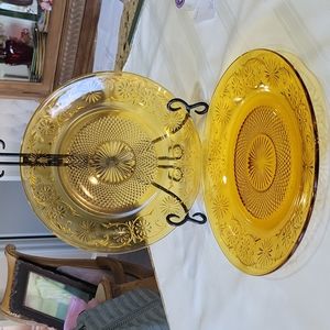 Amber Glass Decorative Dinner Plates - Set of 2